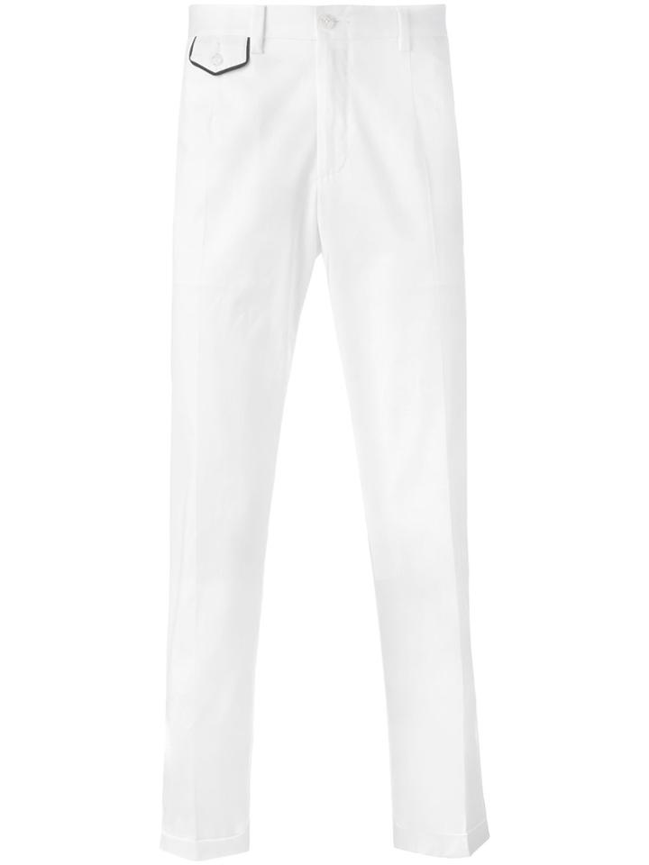 Dolce & Gabbana Embroidered Crown Chinos - White