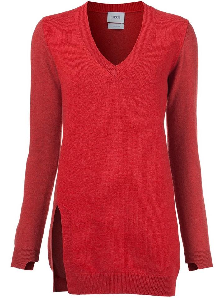Barrie Cashmere V-neck Jumper, Women's, Size: Large, Red, Cashmere