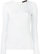 Fabiana Filippi Round Neck Longsleeved T-shirt, Women's, Size: 46, White, Cotton/spandex/elastane