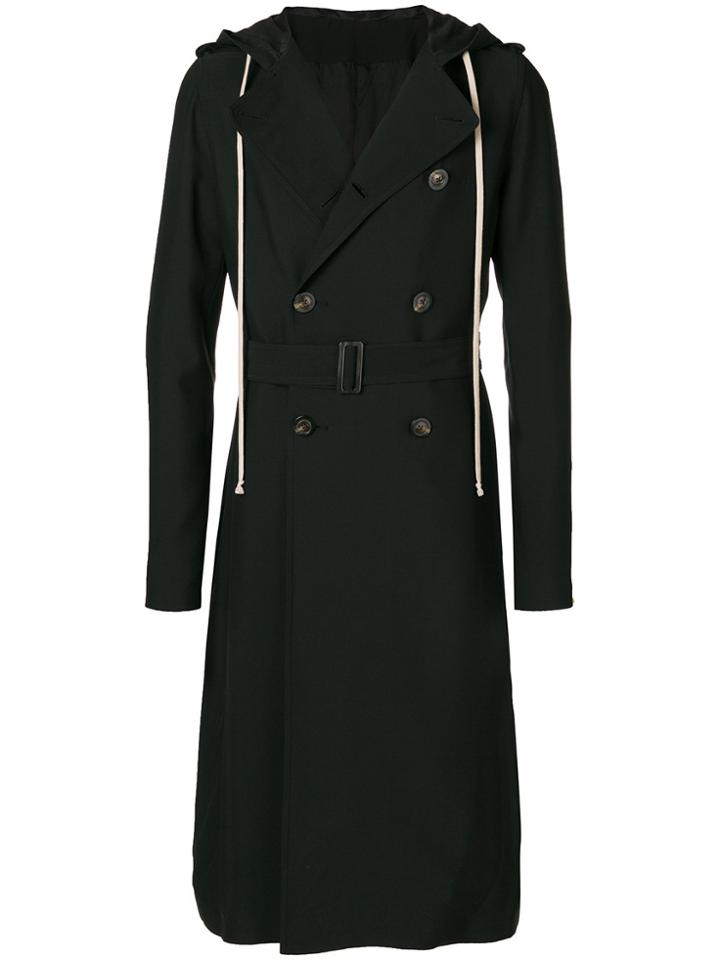Rick Owens Hooded Trench Coat - Black