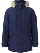 Stone Island Fur Trimmed Hood Padded Jacket, Men's, Size: Xxxl, Blue, Polyester/polyamide/cotton/feather Down