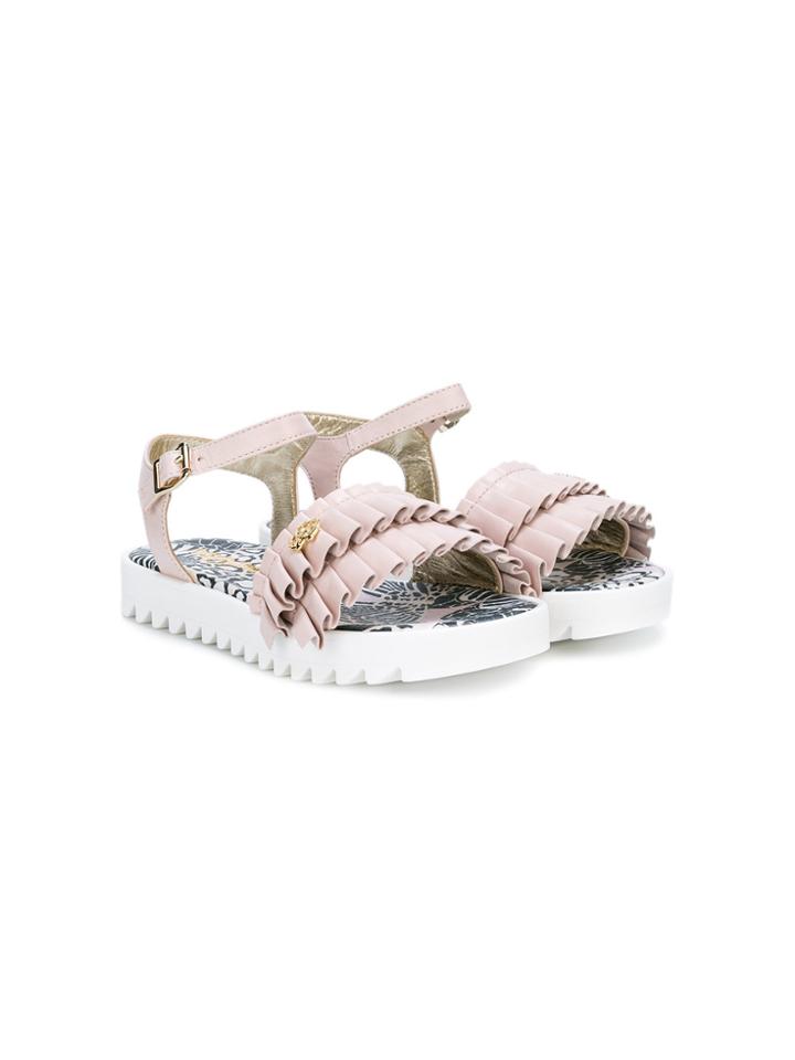 Roberto Cavalli Kids Ruffled Strapped Sandals - Pink & Purple