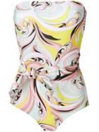 Emilio Pucci Printed Strapless Belted Swimsuit - Multicolour