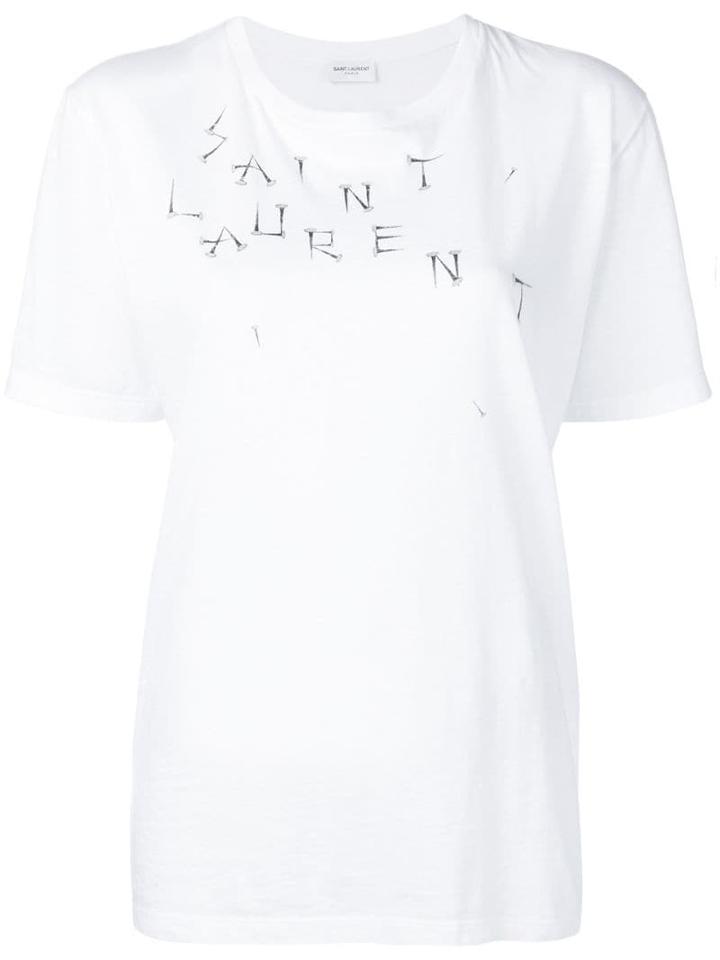 Saint Laurent Nail Logo T-shirt - White