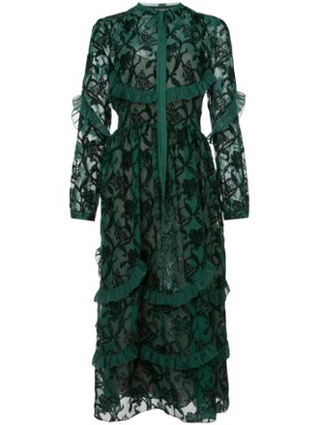 Rochas - Embroidered Shirt Dress - Women - Silk - 40, Green, Silk