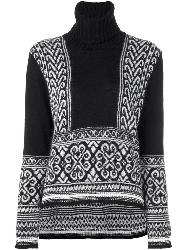 No21 Geometric Intarsia Jumper, Women's, Size: 44, Black, Polyamide/mohair/wool