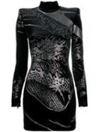 Balmain Embellished Fitted Short Dress - Black