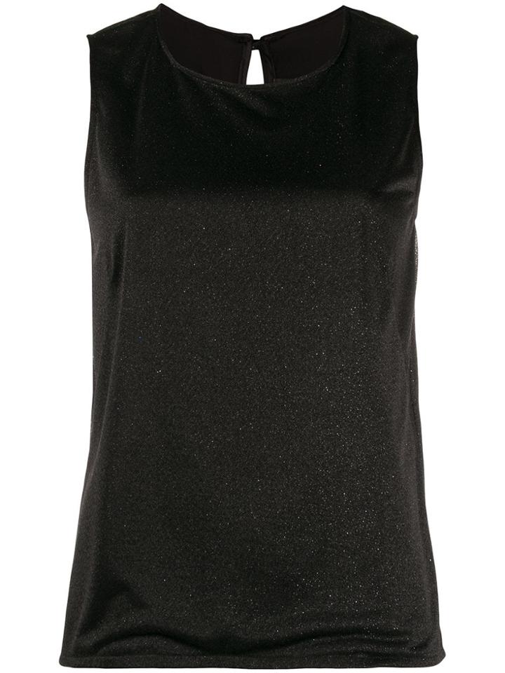 Styland Lurex Sleeveless Blouse - Black