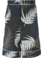 Sacai Fern Print Shorts, Men's, Size: 3, Black, Polyester/cupro