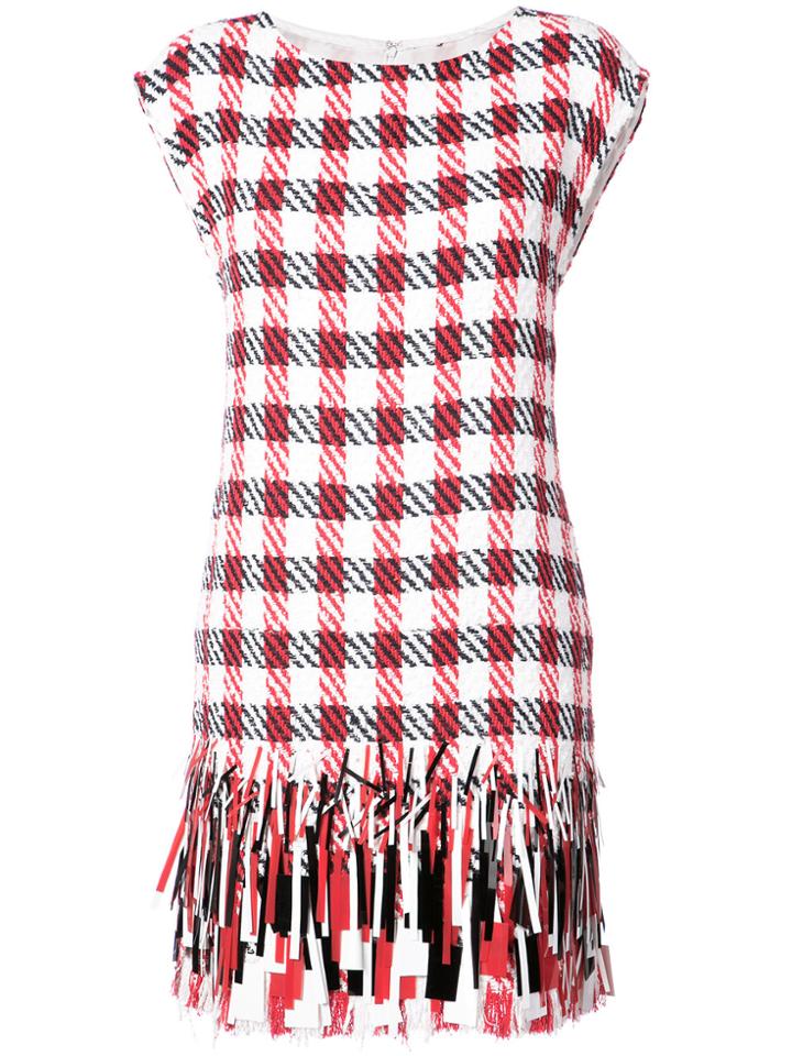 Oscar De La Renta Embellished Houndstooth Shift Dress - White