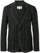 Maison Margiela Topstitch Detail Blazer, Men's, Size: 50, Black, Cotton/carbon/polyamide/wool
