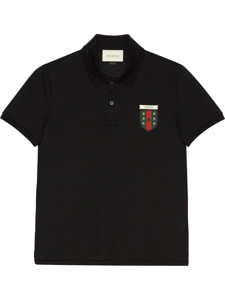 Gucci Cotton Polo With Web Crest - Black