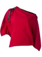 Issey Miyake - Cut-out Detail Top - Women - Polyester/triacetate - 2, Red, Polyester/triacetate