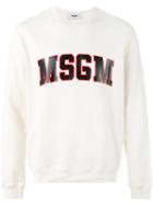 Msgm Logo Print Sweatshirt, Men's, Size: Large, Nude/neutrals, Cotton