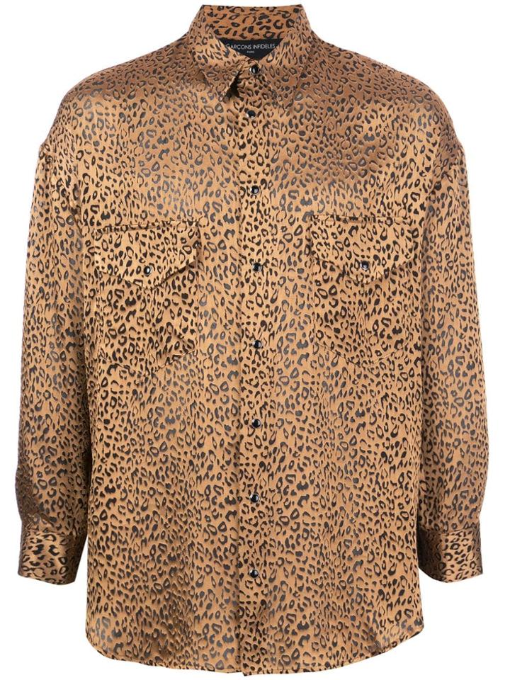 Garçons Infidèles Leopard Print Long Sleeve Shirt - Brown