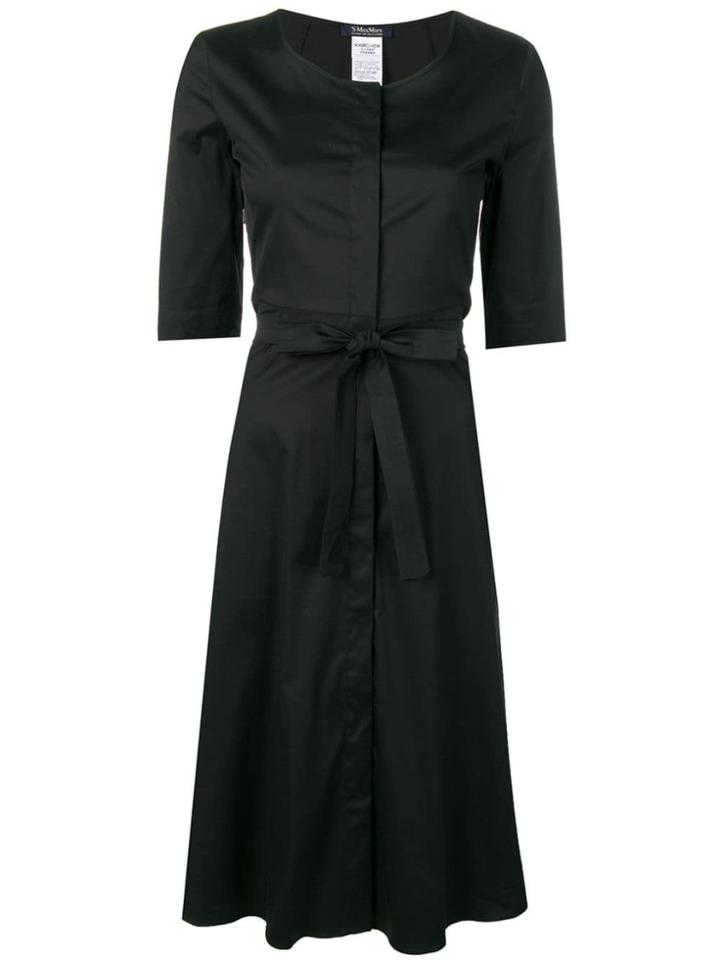 's Max Mara Belted Flared Dress - Black