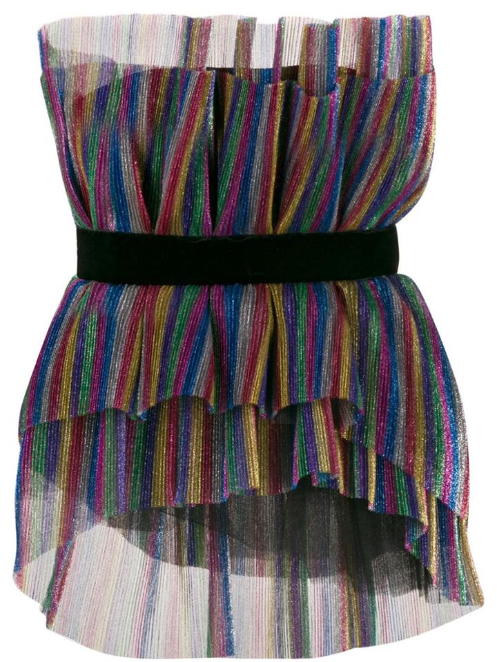 Attico Layered Metallic Striped Top - Black