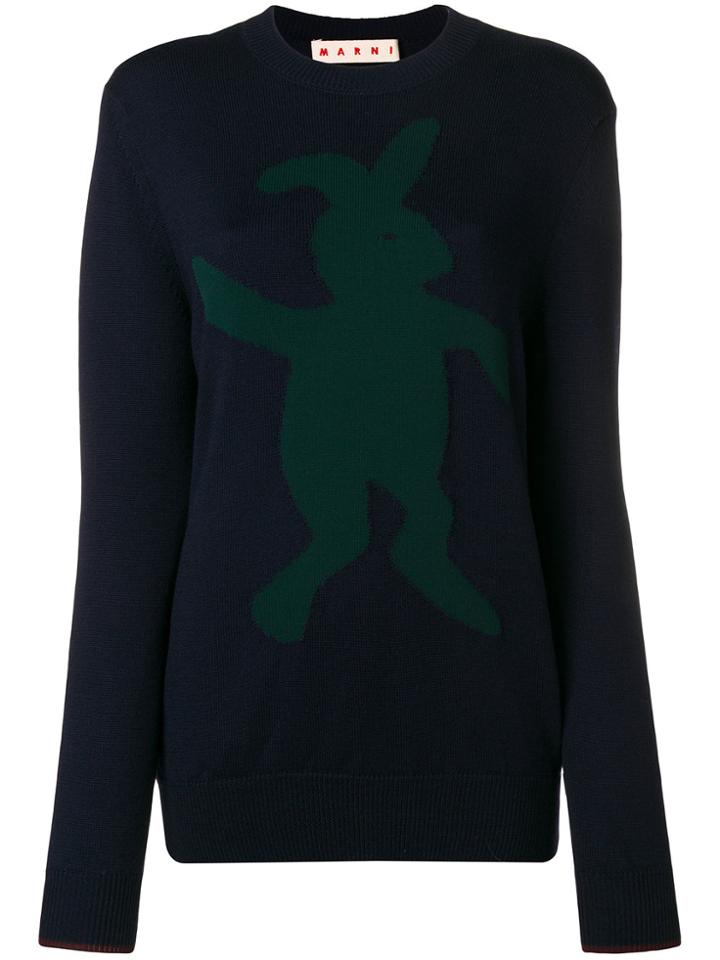 Marni Rabbit Intarsia Jumper - Blue