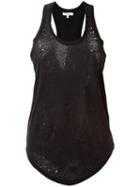 Iro Nibbled Racer Back Vest, Women's, Size: Xs, Black, Linen/flax