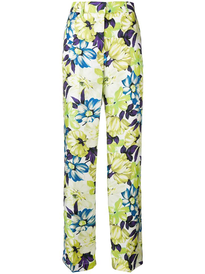 Msgm Straight Leg Floral Trousers - Green