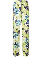Msgm Straight Leg Floral Trousers - Green