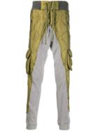 Greg Lauren Contrast Panel Tapered Trousers - Green