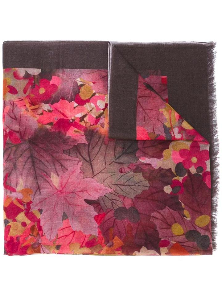 Salvatore Ferragamo Floral Print Scarf, Women's, Brown, Cashmere/silk