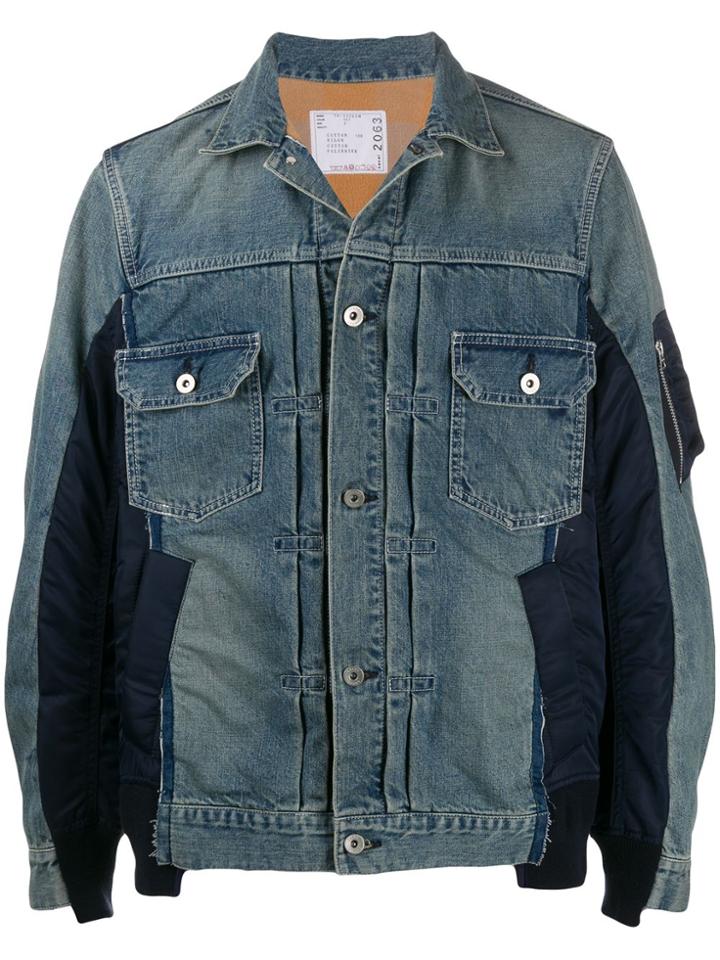 Sacai Contrasting Denim Jacket - Blue