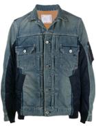 Sacai Contrasting Denim Jacket - Blue