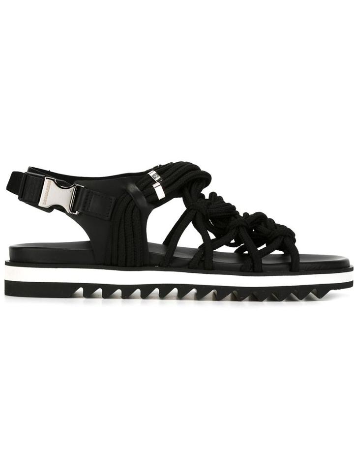Dsquared2 Strappy Sandals, Men's, Size: 44, Black, Leather/rubber/cotton