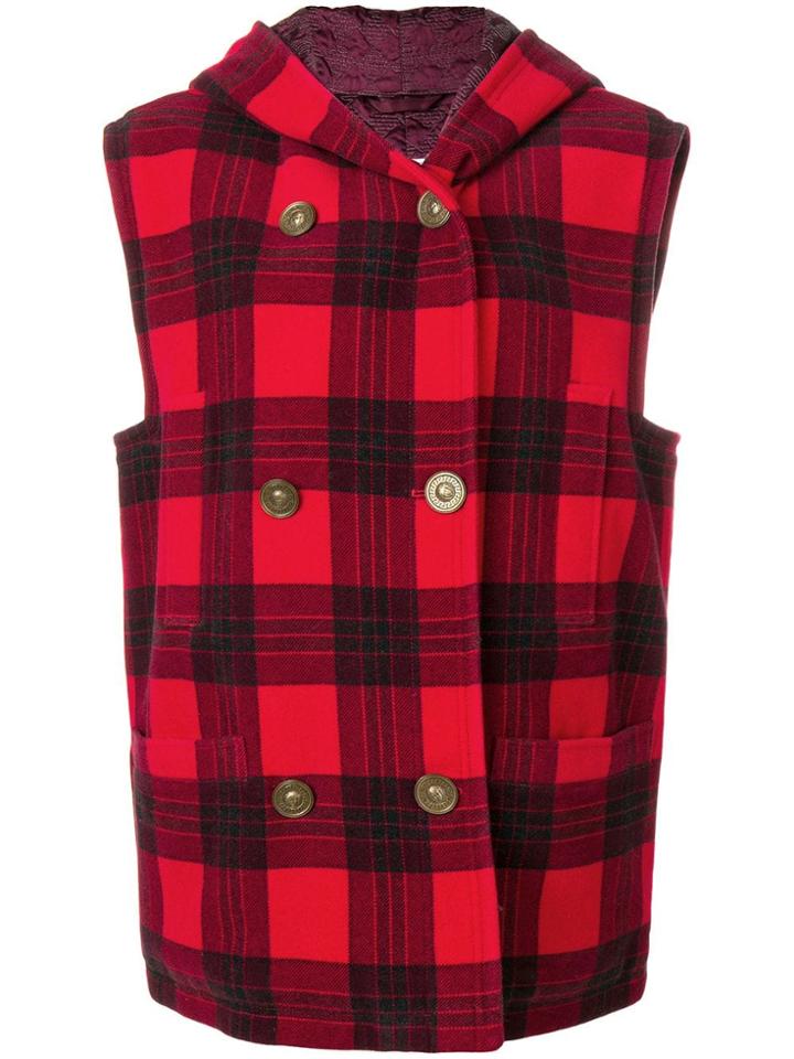 Versace Pre-owned 1990's Tartan Sleeveless Jacket - Red