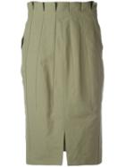 Stella Mccartney Pleated Pencil Skirt, Women's, Size: 42, Green, Cotton/linen/flax/polyamide