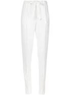 Calvin Klein Collection Drawstring Tapered Trousers, Women's, Size: 40, White, Spandex/elastane/acetate/viscose