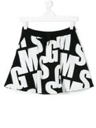 Msgm Kids Logo Print Skirt - Black
