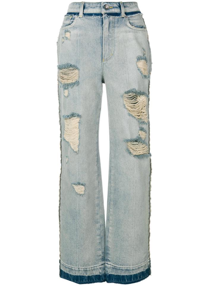 Dolce & Gabbana Ripped Wide Leg Jeans - Blue