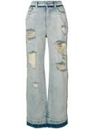 Dolce & Gabbana Ripped Wide Leg Jeans - Blue