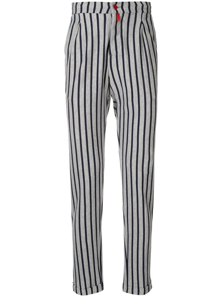 Kiton Striped Fitted Trousers - Grey