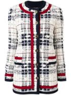 Thom Browne Framing Detail Tweed Cardigan Jacket - White