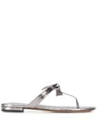 Alexandre Birman Bow Detail Flip Flops - Silver