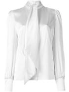 Saint Laurent Neck Tie Blouse, Women's, Size: 44, White, Silk