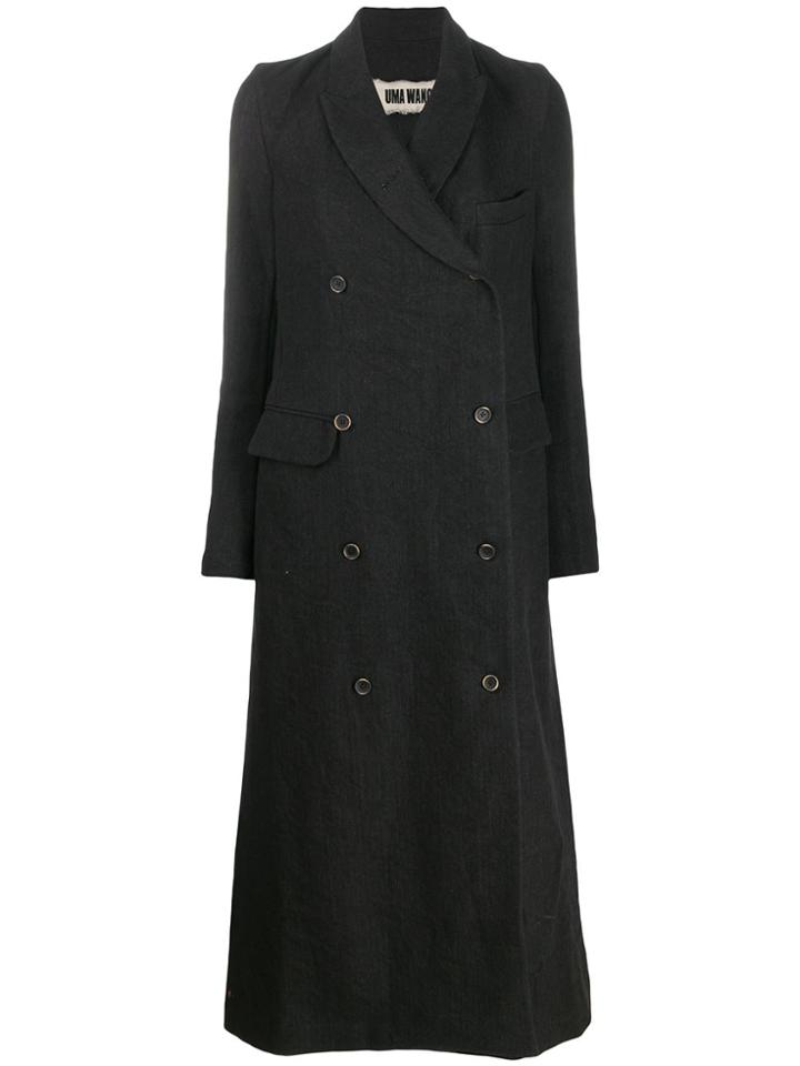 Uma Wang Double-breasted Long Coat - Black