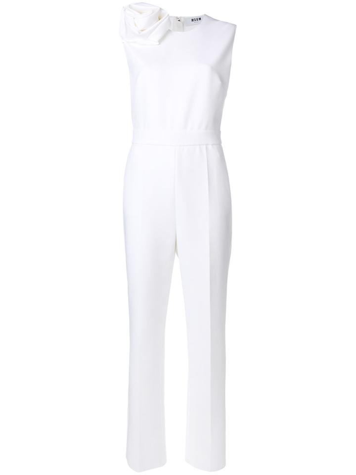Msgm Rosette-embellished Jumpsuit - White