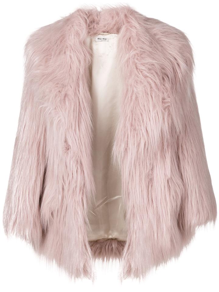 Miu Miu Faux Fur Jacket - Nude & Neutrals