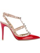 Valentino Rockstud Pumps, Women's, Size: 39, Red, Patent Leather/leather