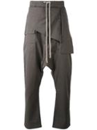 Rick Owens Drkshdw - Draped Drop Crotch Trousers - Men - Cotton - L, Grey, Cotton