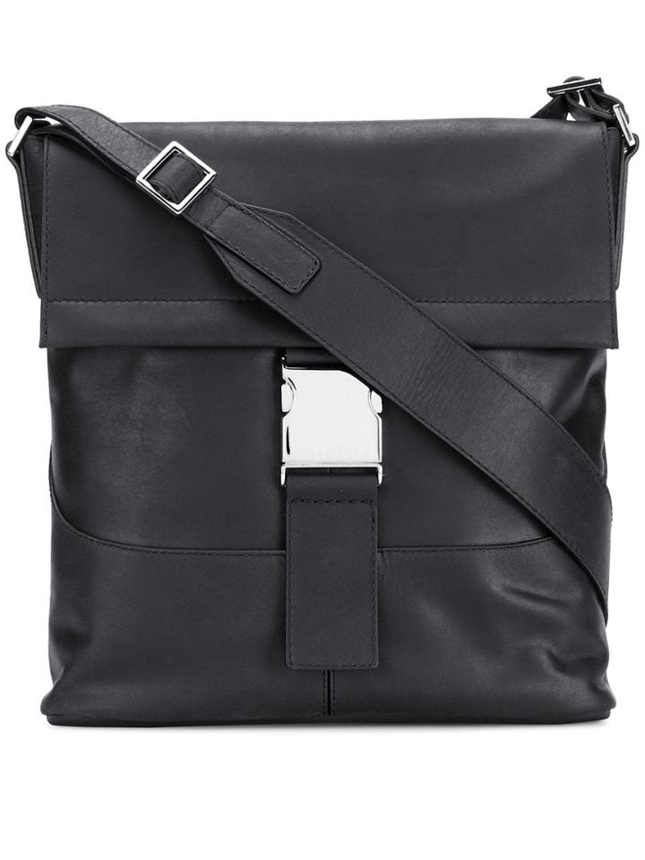 Orciani Flat Foldover Shoulder Bag - Black