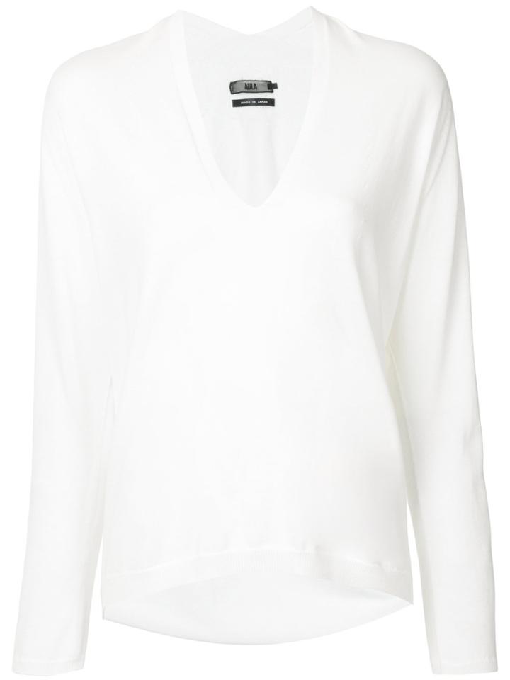 Aula Deep V-neck Jumper - White