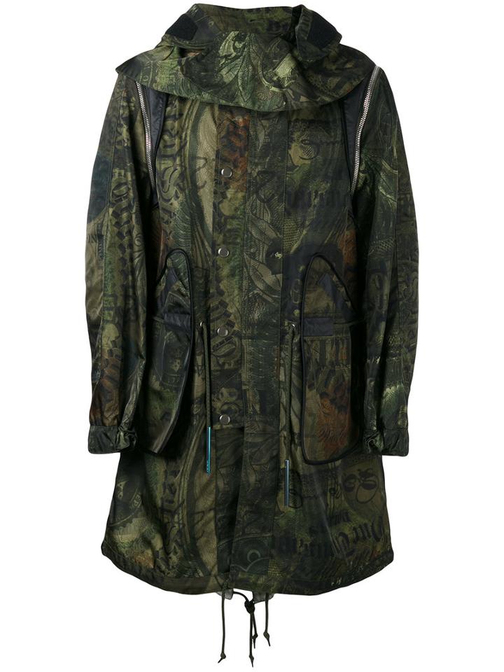 Givenchy Printed Parka, Men's, Size: 48, Green, Cotton/polyamide/viscose