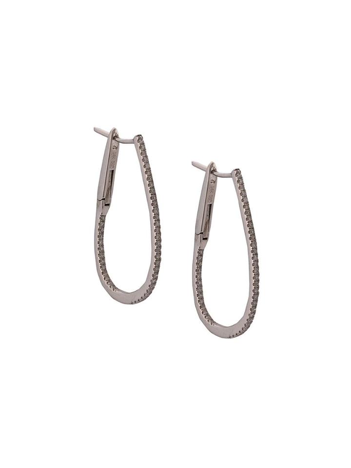 Zofia Day 14kt White Gold Large Oblong Hoops - Silver