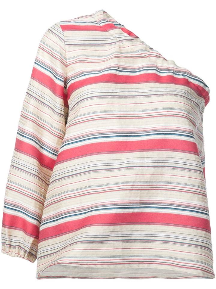 Tanya Taylor Striped One Shoulder Top